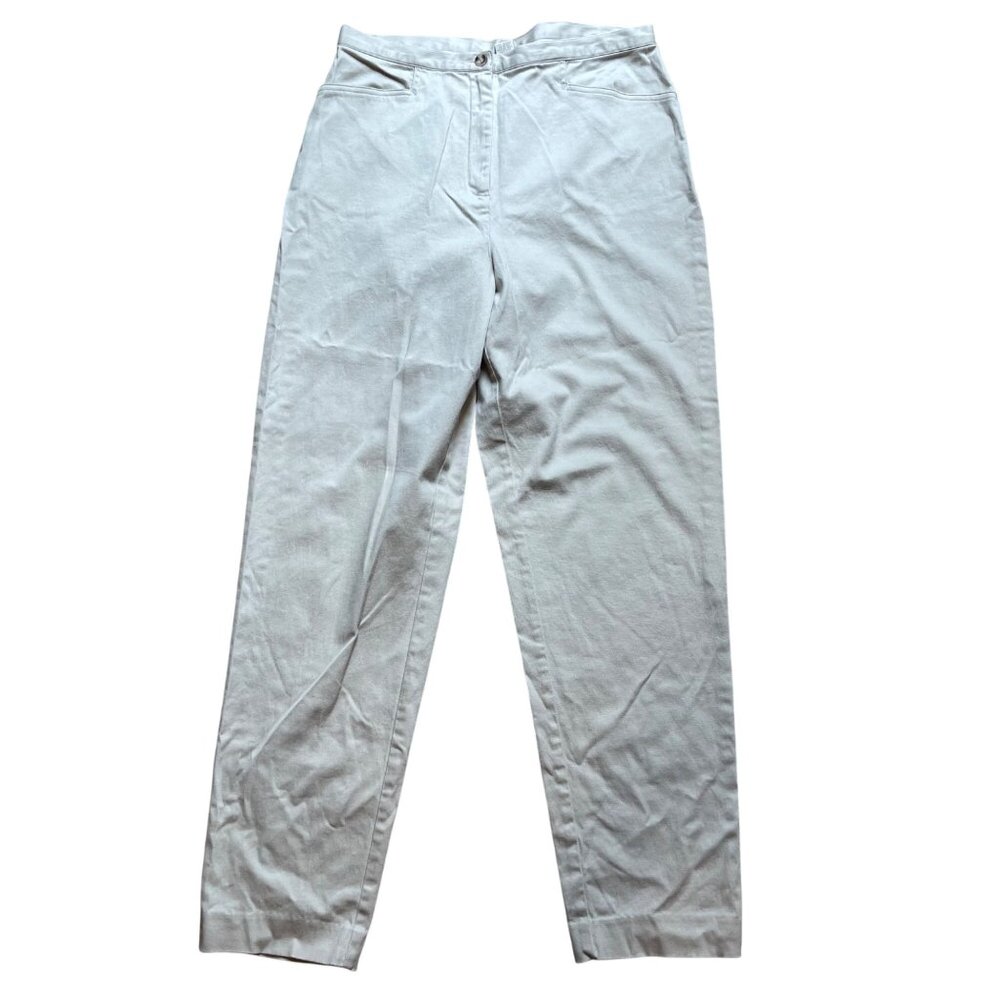 J. Jill Stretch Straight-Leg Pants Womens Size 12 Khaki Cotton Blend Casual FLAW